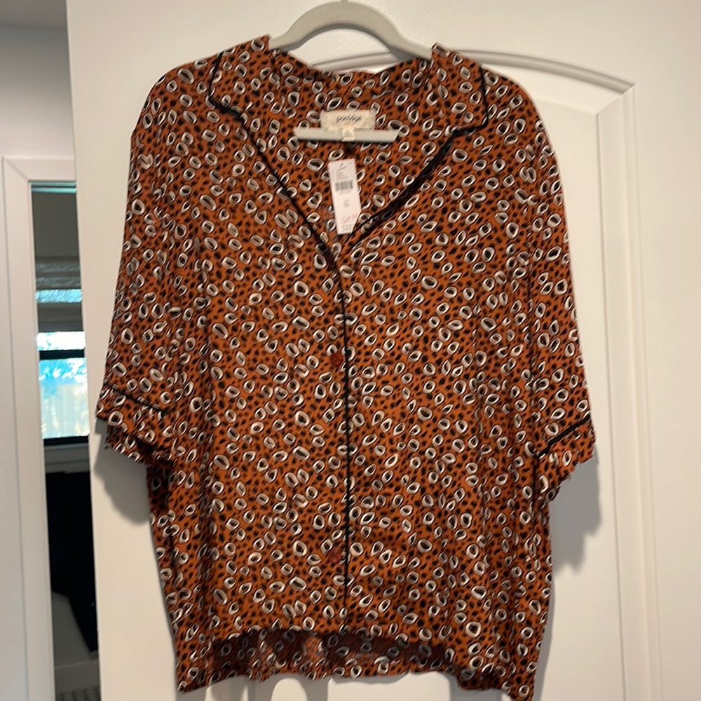 Porridge / Anthropologie burnt orange top